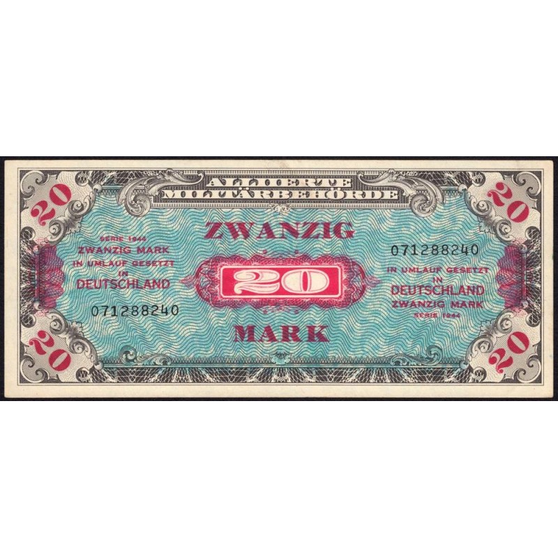 Allemagne - Occupation alliée - Pick 195a - 20 mark - 1944 - Etat : SUP