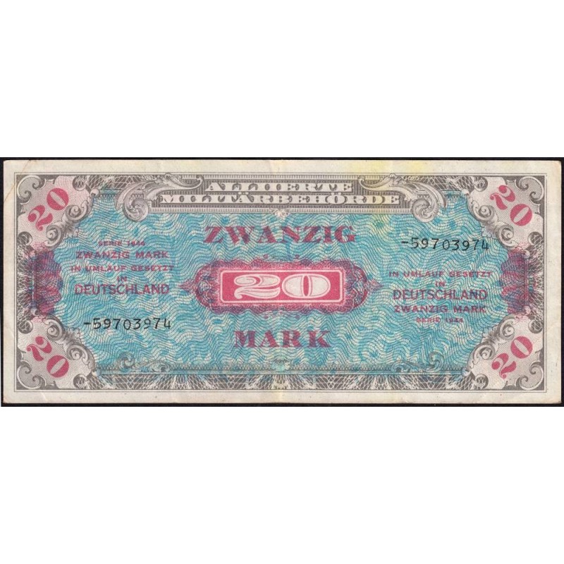 Allemagne - Occupation soviétique - Pick 195d - 20 mark - 1944 - Etat : TTB