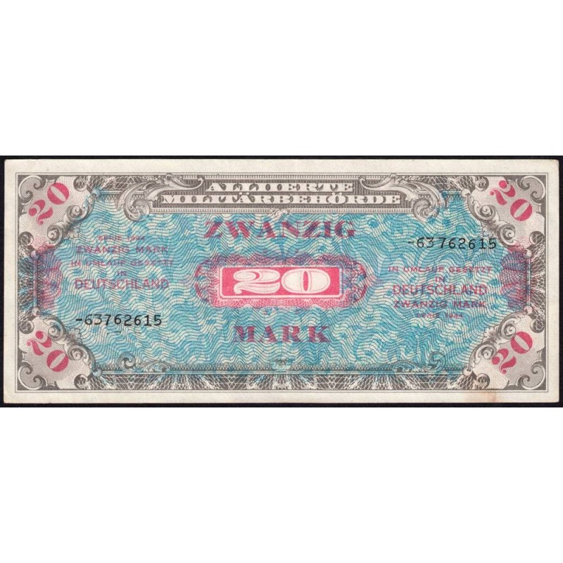 Allemagne - Occupation soviétique - Pick 195d - 20 mark - 1944 - Etat : TTB+