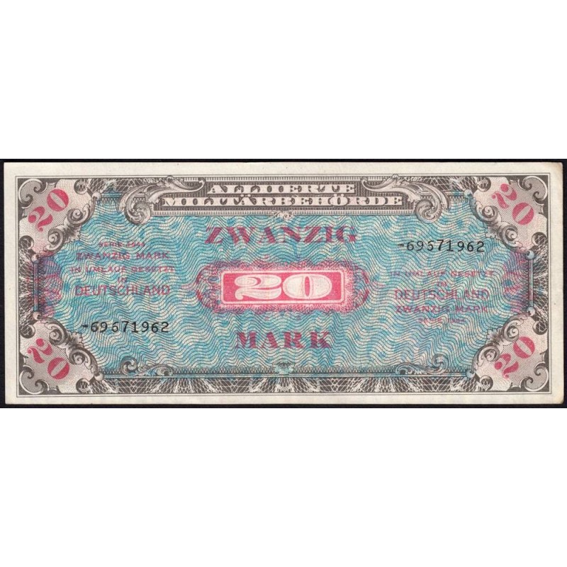 Allemagne - Occupation soviétique - Pick 195d - 20 mark - 1944 - Etat : SUP