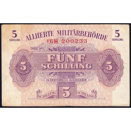 Autriche - Pick 105 - 5 schilling - Préfixe H/16 - Série 1944 - Etat : TB+