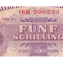Autriche - Pick 105 - 5 schilling - Préfixe H/16 - Série 1944 - Etat : TB+