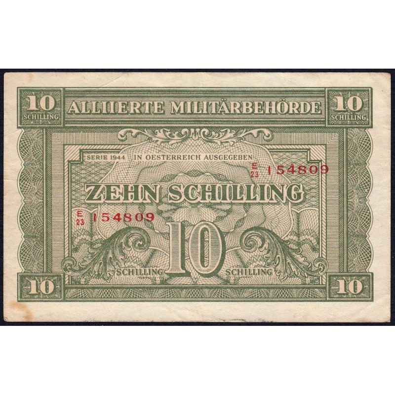 Autriche - Pick 106_1 - 10 schilling - Préfixe E/23 - Série 1944 - Etat : TTB
