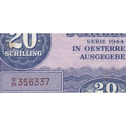 Autriche - Pick 107 - 20 schilling - Préfixe D/25 - Série 1944 - Etat : SUP-