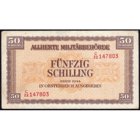 Autriche - Pick 109 - 50 schilling - Préfixe C/22 - Série 1944 - Etat : TTB+