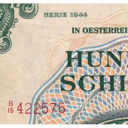 Autriche - Pick 110a - 100 schilling - Préfixe B/15 - Série 1944 - Etat : TTB