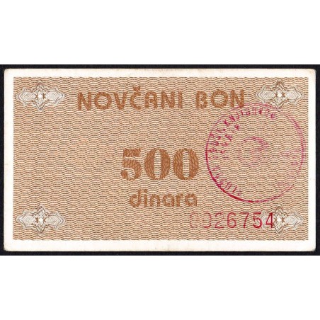 Bosnie-Herzégovine - Pick 49a - 500 dinara - 1992 - Etat : SUP