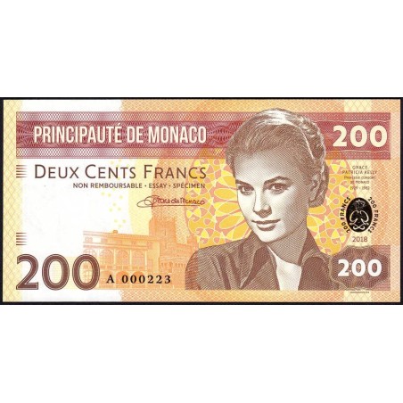 Monaco - Grace Kelly - 200 francs - Série A - 2018 - Etat : NEUF