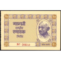 Inde - Gandhi - 20 rupees - Sans série - 1949 - Etat : NEUF