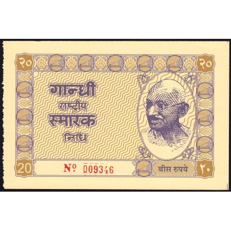 Inde - Gandhi - 20 rupees - Sans série - 1949 - Etat : NEUF