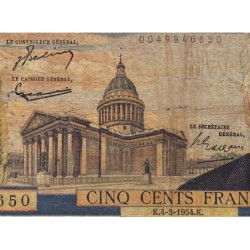 F 35-02 - 04/03/1954 - 500 francs - Victor Hugo - Série W.20 - Remplacement - Etat : B