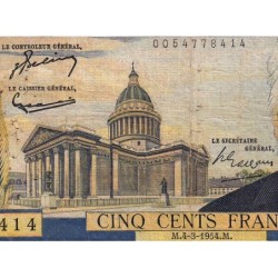 F 35-02 - 04/03/1954 - 500 francs - Victor Hugo - Série Y.22 - Etat : TB-