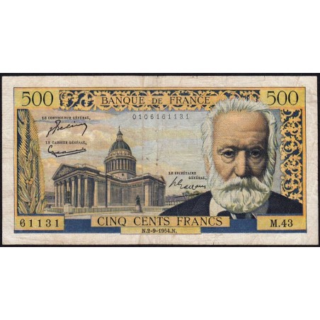 F 35-03 - 02/09/1954 - 500 francs - Victor Hugo - Série M.43 - Etat : TB-