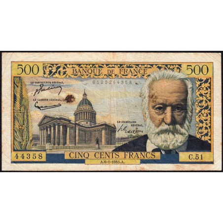 F 35-04 - 06/01/1955 - 500 francs - Victor Hugo - Série C.51 - Etat : TB-