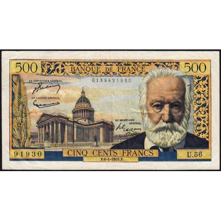 F 35-04 - 06/01/1955 - 500 francs - Victor Hugo - Série U.56 - Etat : TTB-