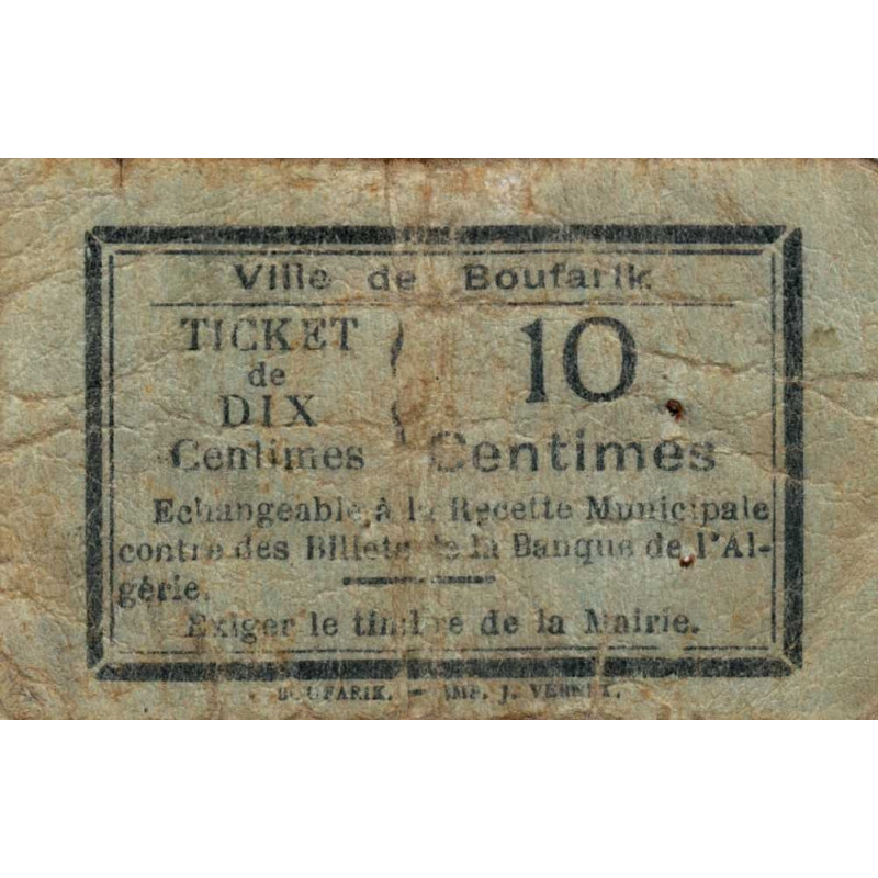 Algérie - Boufarik 2 - 10 centimes - 1916 - Etat : B