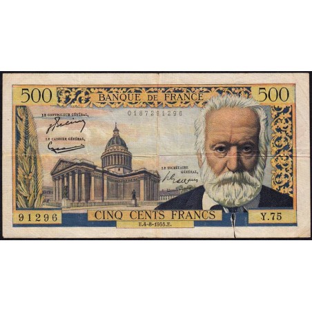 F 35-05 - 04/08/1955 - 500 francs - Victor Hugo - Série Y.75 - Etat : TB