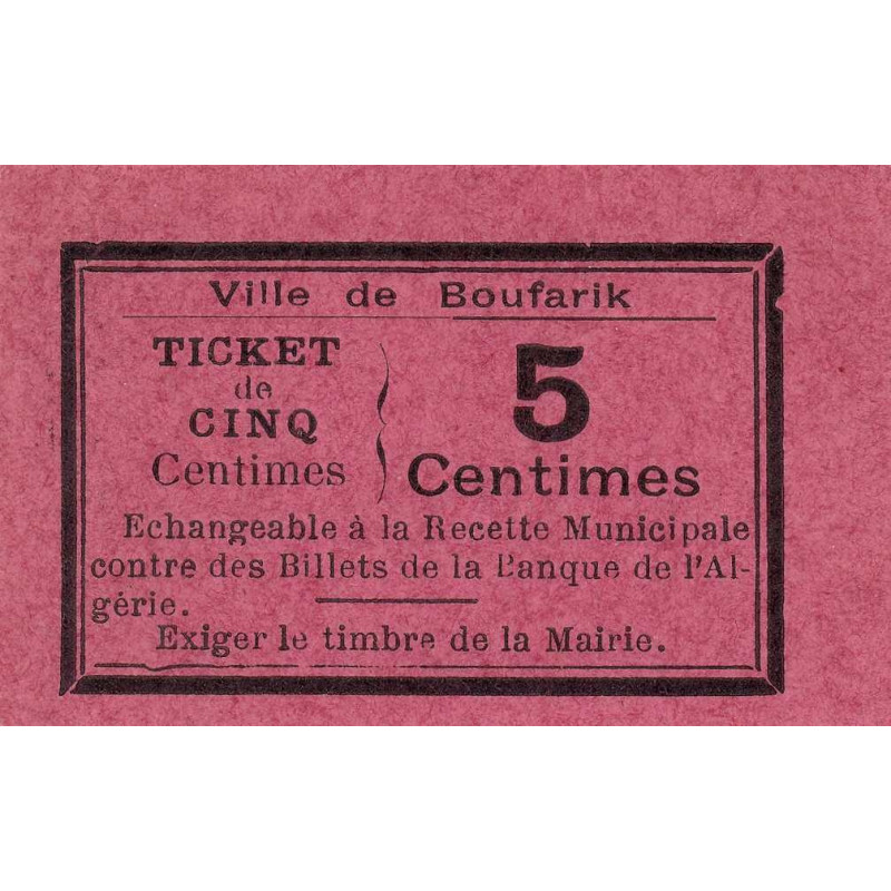 Algérie - Boufarik 4 - 5 centimes - 1916 - Etat : NEUF