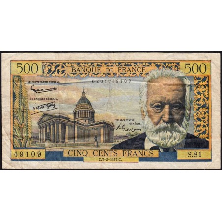 F 35-06 - 07/02/1957 - 500 francs - Victor Hugo - Série S.81 - Etat : TB