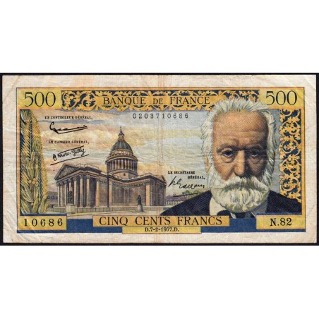 F 35-06 - 07/02/1957 - 500 francs - Victor Hugo - Série N.82 - Etat : TB