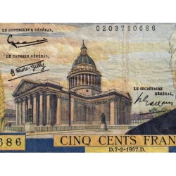 F 35-06 - 07/02/1957 - 500 francs - Victor Hugo - Série N.82 - Etat : TB