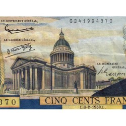 F 35-08 - 06/02/1958 - 500 francs - Victor Hugo - Série U.97 - Etat : TTB