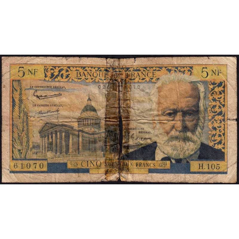 F 56-14 - 02/05/1963 - 5 nouv. francs - Victor Hugo - Série H.105 - Etat : AB