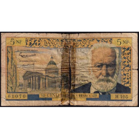 F 56-14 - 02/05/1963 - 5 nouv. francs - Victor Hugo - Série H.105 - Etat : AB