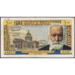 F 56-16 - 01/10/1964 - 5 nouv. francs - Victor Hugo - Série U.127 - Etat : TB+