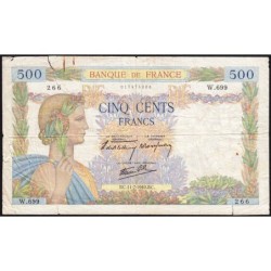 F 32-04 - 11/07/1940 - 500 francs - La Paix - Série W.699 (remplacement) - Etat : B