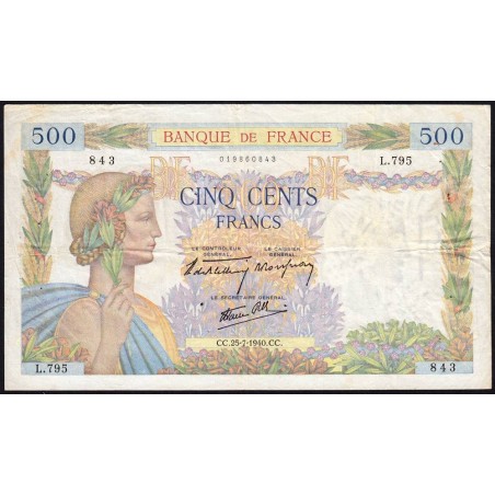 F 32-05 - 25/07/1940 - 500 francs - La Paix - Série L.975 - Etat : TB+