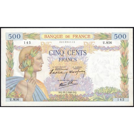 F 32-05 - 25/07/1940 - 500 francs - La Paix - Série U.856 - Etat : SUP
