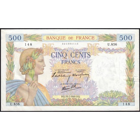 F 32-05 - 25/07/1940 - 500 francs - La Paix - Série U.856 - Etat : SUP