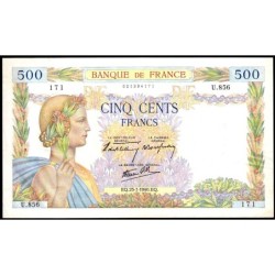 F 32-05 - 25/07/1940 - 500 francs - La Paix - Série U.856 - Etat : SUP