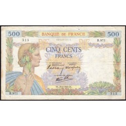 F 32-06 - 26/09/1940 - 500 francs - La Paix - Série B.971 - Etat : TB-