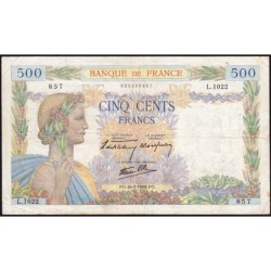 F 32-06 - 26/09/1940 - 500 francs - La Paix - Série L.1022 - Etat : TB