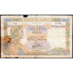 F 32-07 - 17/10/1940 - 500 francs - La Paix - Série X.1041 - Etat : AB