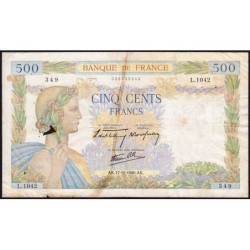 F 32-07 - 17/10/1940 - 500 francs - La Paix - Série L.1042 - Etat : B