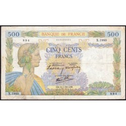 F 32-13 - 16/01/1941 - 500 francs - La Paix - Série X.1980 - Etat : TB-