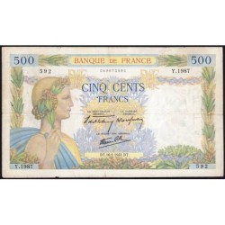F 32-13 - 16/01/1941 - 500 francs - La Paix - Série Y.1987 - Etat : TB