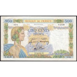 F 32-14 - 06/02/1941 - 500 francs - La Paix - Série U.2120 - Etat : TTB-