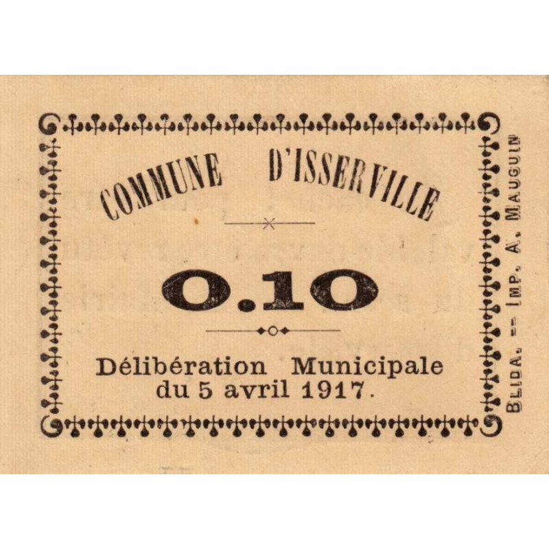 Algérie - Isserville 2 - 0,10 franc - 05/04/1917 - Etat : NEUF
