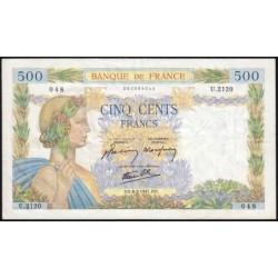 F 32-14 - 06/02/1941 - 500 francs - La Paix - Série U.2120 - Etat : TB+