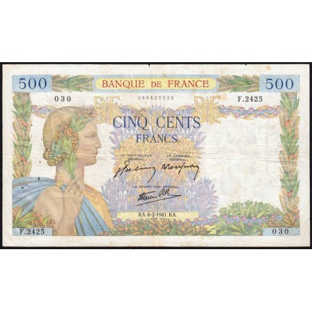 F 32-14 - 06/02/1941 - 500 francs - La Paix - Série F.2425 - Etat : TB
