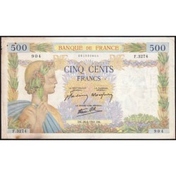 F 32-19 - 26/06/1941 - 500 francs - La Paix - Série F.3274 - Etat : TB