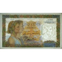 F 32-19 - 26/06/1941 - 500 francs - La Paix - Série Z.3335 - Etat : TTB