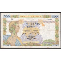 F 32-21 - 28/08/1941 - 500 francs - La Paix - Série C.3586 - Etat : TB-
