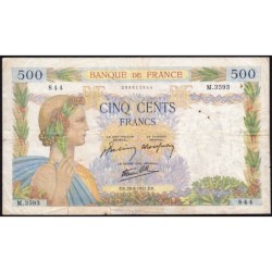 F 32-21 - 28/08/1941 - 500 francs - La Paix - Série M.3593 - Etat : B