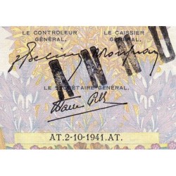 F 32-22 - 02/10/1941 - 500 francs - La Paix - Série T.3643 - Annulé - Etat : TTB