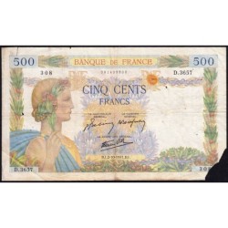 F 32-22 - 02/10/1941 - 500 francs - La Paix - Série D.3657 - Etat : AB